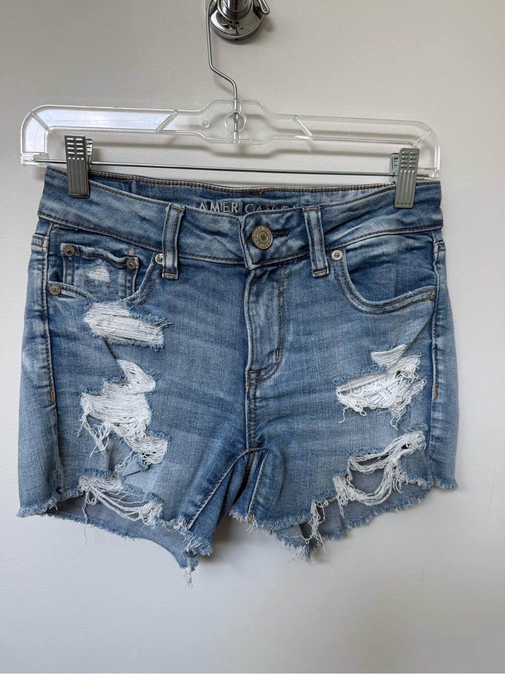 American Eagle Outfitters Light Wash Distressed Jean Shorts